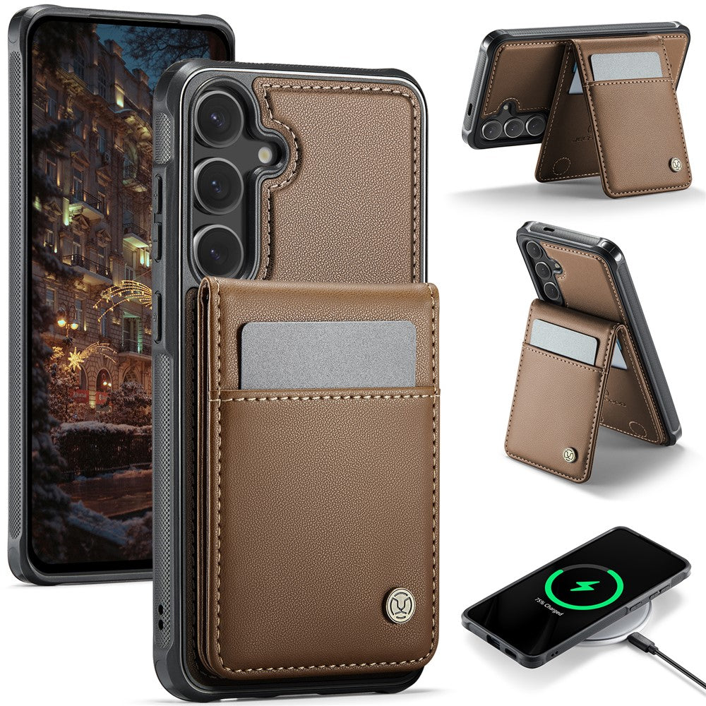 Galaxy S25 Plus Leder-Hülle mit Kartenfach & RFID-Schutz – MagSafe kompatibel