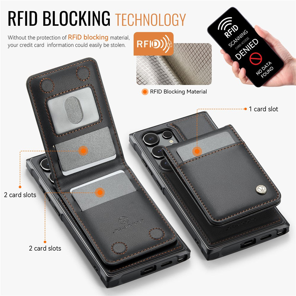 Galaxy S24 Ultra Leder-Hülle mit Kartenfach & RFID-Schutz – MagSafe kompatibel
