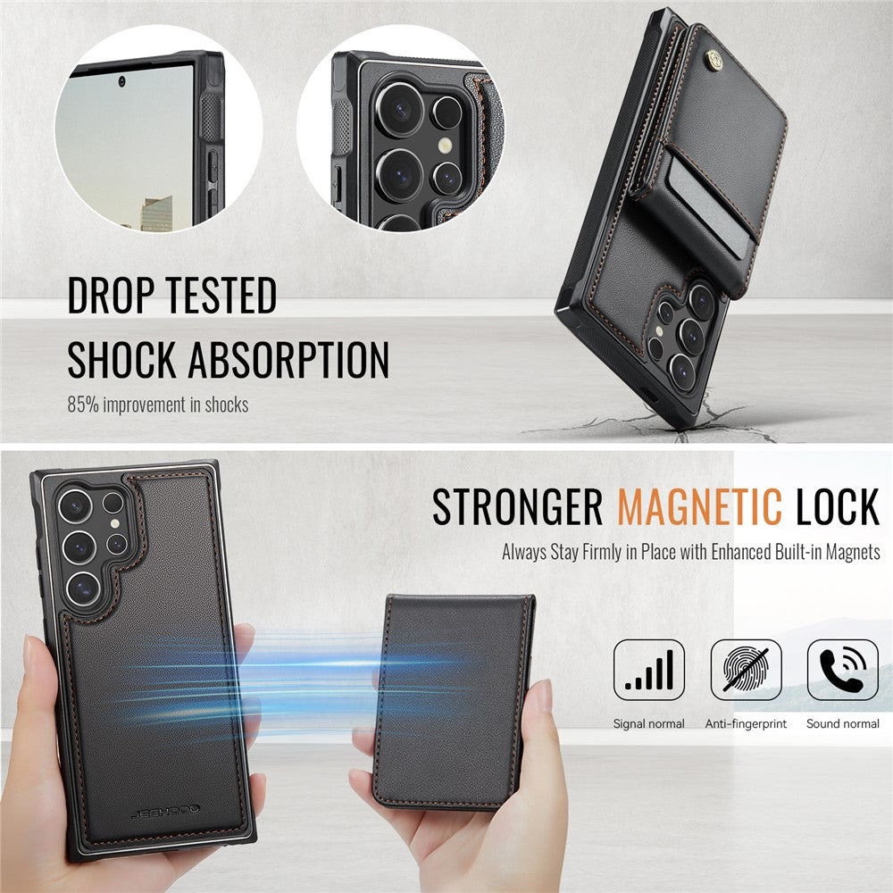 Galaxy S23 Ultra Leder-Hülle mit Kartenfach & RFID-Schutz – MagSafe kompatibel