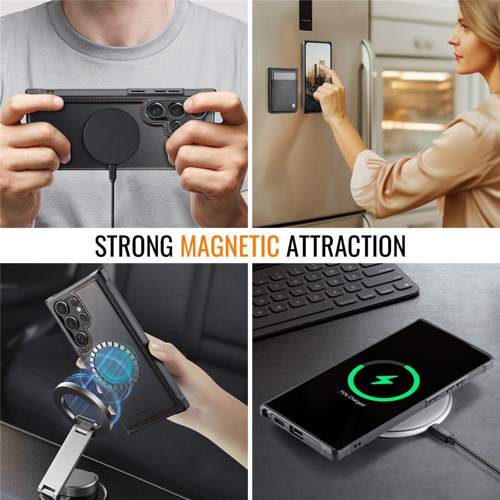 Galaxy S23 Ultra Leder-Hülle mit Kartenfach & RFID-Schutz – MagSafe kompatibel