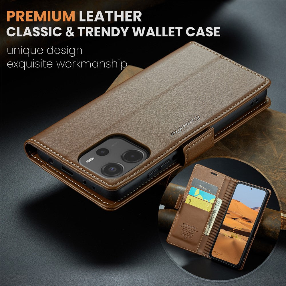 CASEME For Xiaomi Redmi Note 14 4G (164.84mm) Case  023 Series RFID Blocking Leather Wallet Stand Phone Cover