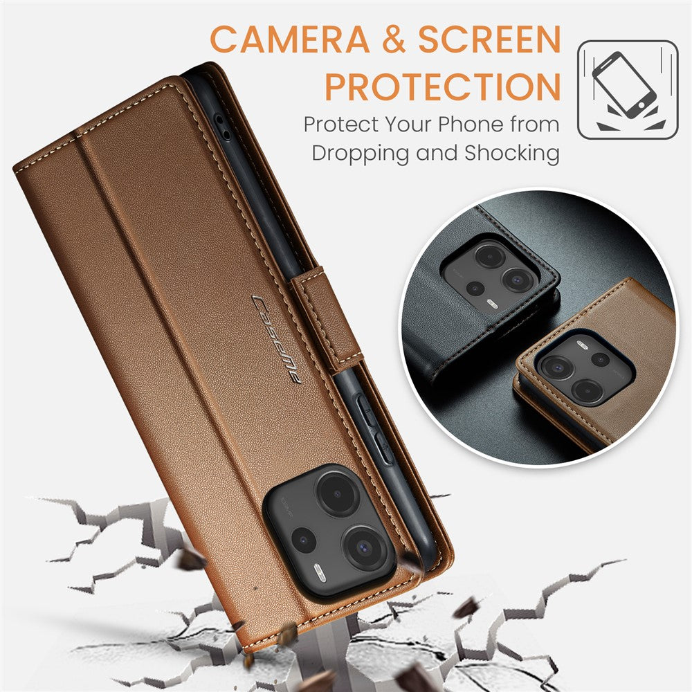 CASEME For Xiaomi Redmi Note 14 4G (164.84mm) Case  023 Series RFID Blocking Leather Wallet Stand Phone Cover