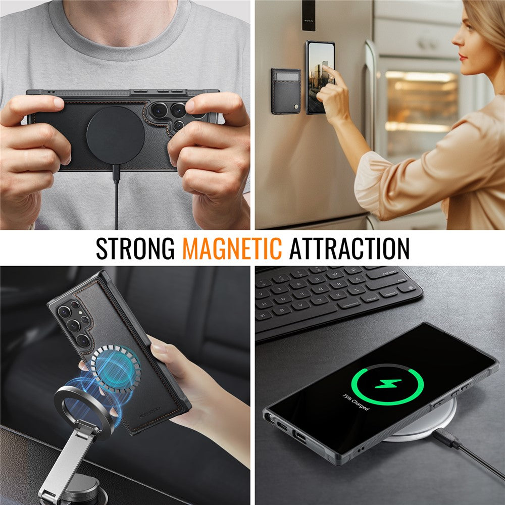 Galaxy S22 Ultra 5G Leder-Hülle mit Kartenfach & RFID-Schutz – MagSafe kompatibel
