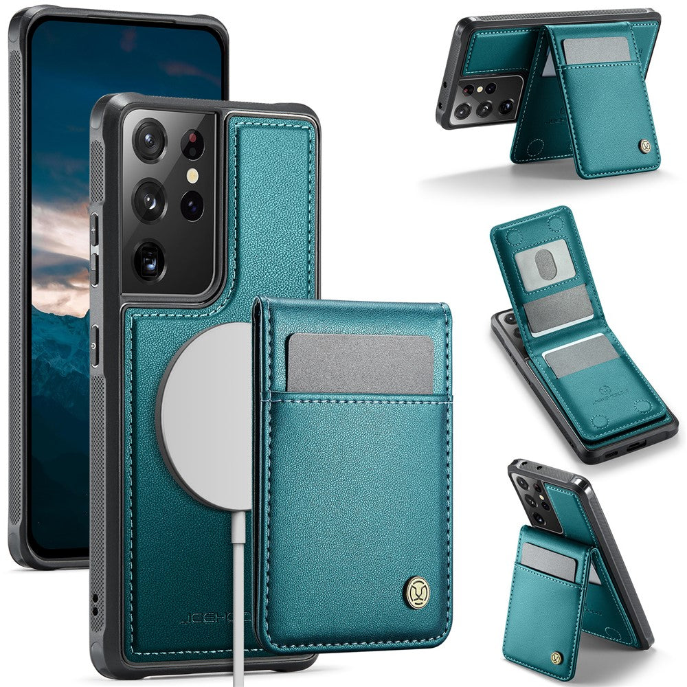 Galaxy S21 Ultra 5G Leder-Hülle mit Kartenfach & RFID-Schutz – MagSafe kompatibel