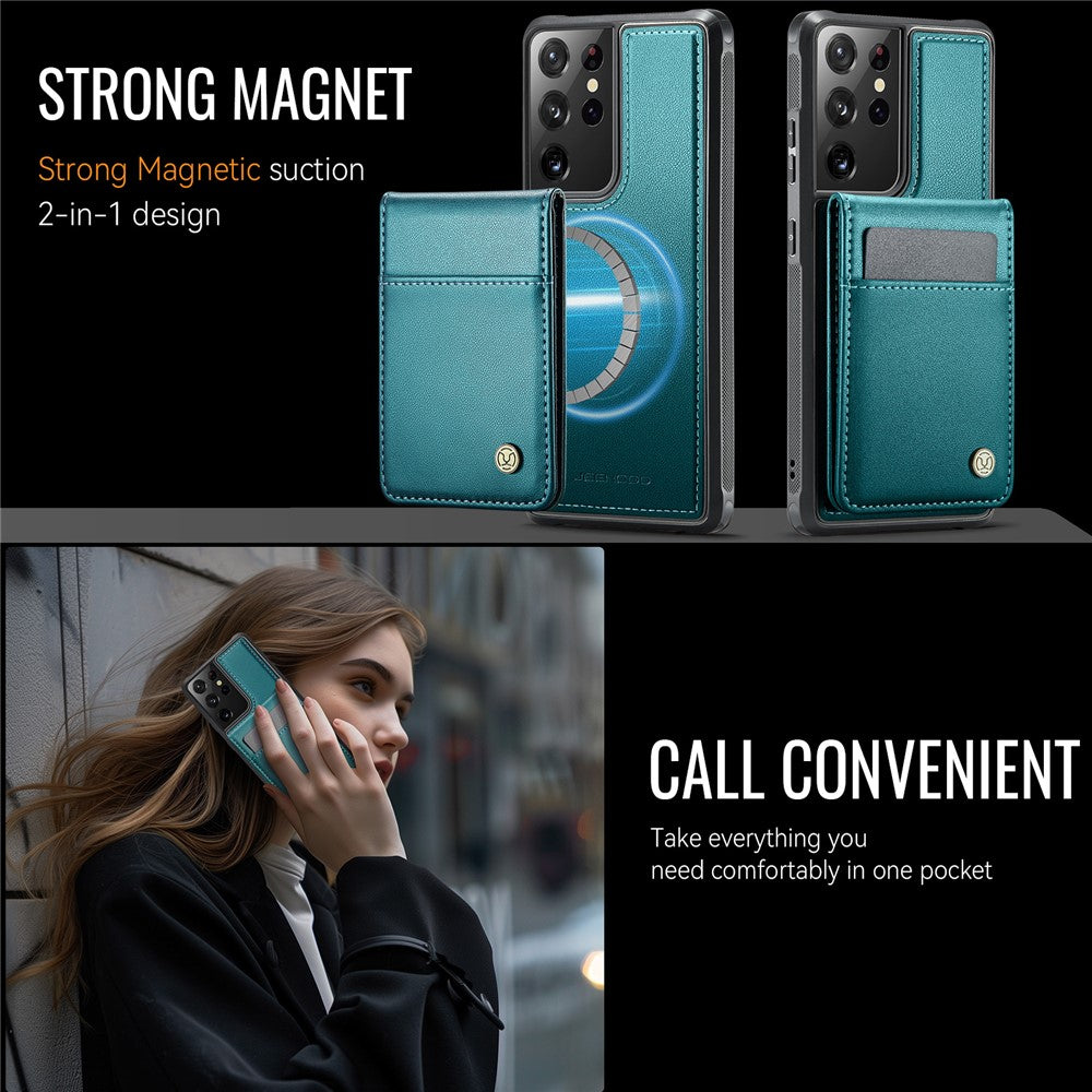 Galaxy S21 Ultra 5G Leder-Hülle mit Kartenfach & RFID-Schutz – MagSafe kompatibel