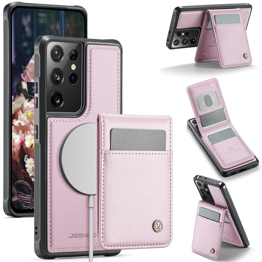 Galaxy S21 Ultra 5G Leder-Hülle mit Kartenfach & RFID-Schutz – MagSafe kompatibel