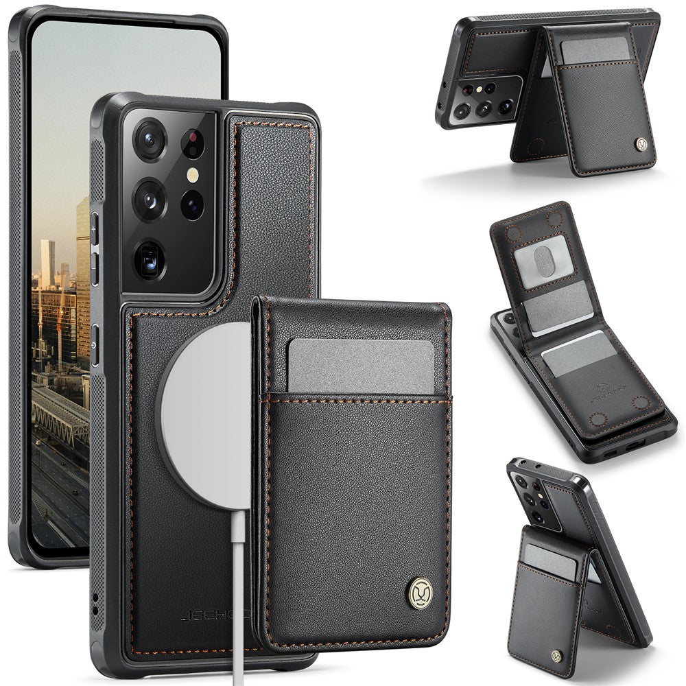 Galaxy S21 Ultra 5G Leder-Hülle mit Kartenfach & RFID-Schutz – MagSafe kompatibel