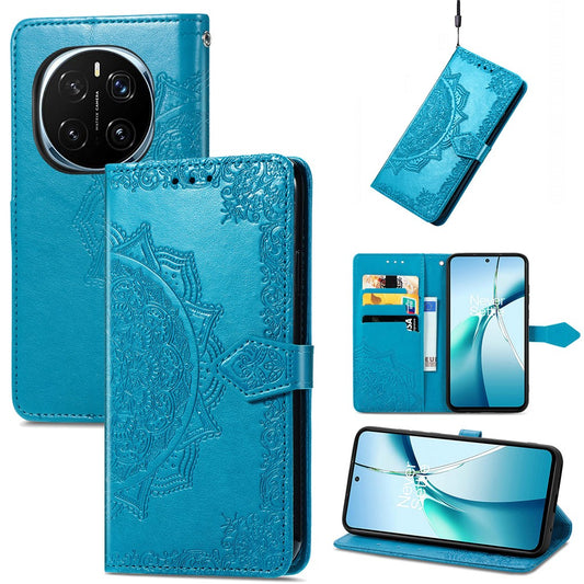 Honor Magic7 5G Wallet-Handyhülle – Aus geprägtem Mandala-Leder, mit Magnetverschluss & Klappverschluss