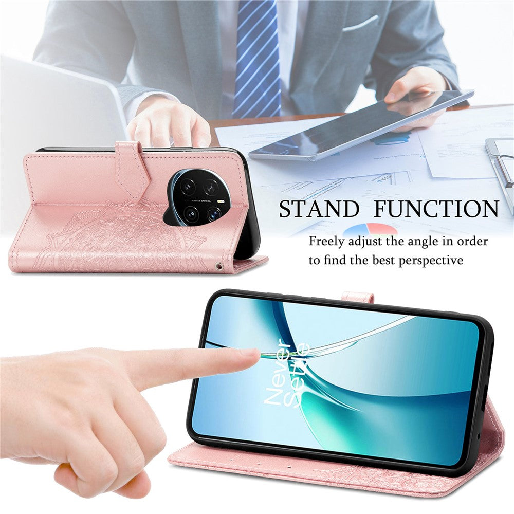 Honor Magic7 5G Wallet-Handyhülle – Aus geprägtem Mandala-Leder, mit Magnetverschluss & Klappverschluss