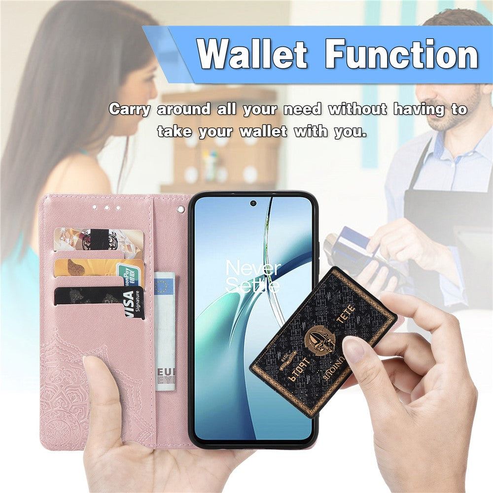Honor Magic7 5G Wallet-Handyhülle – Aus geprägtem Mandala-Leder, mit Magnetverschluss & Klappverschluss