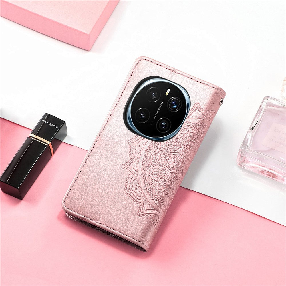 Honor Magic7 5G Wallet-Handyhülle – Aus geprägtem Mandala-Leder, mit Magnetverschluss & Klappverschluss