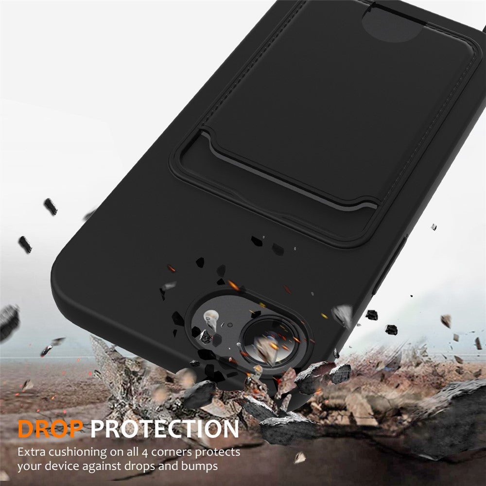 For iPhone 17e / 16e Case Liquid Silicone Card Holder Back Phone Cover with Lanyard