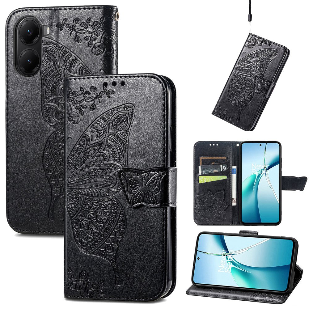 For Xiaomi Redmi Turbo 4 5G / Xiaomi Poco X7 Pro 5G Case with Strap Butterfly Pattern PU Leather Wallet Phone Cover