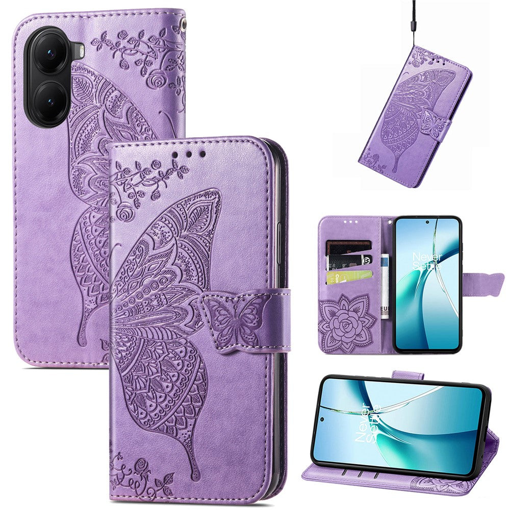 For Xiaomi Redmi Turbo 4 5G / Xiaomi Poco X7 Pro 5G Case with Strap Butterfly Pattern PU Leather Wallet Phone Cover
