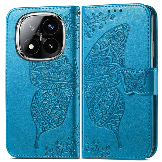 Xiaomi Redmi Note 14 Pro 4G Handyhülle – mit Riemen, Schmetterlingsmuster, PU-Leder, Brieftaschen
