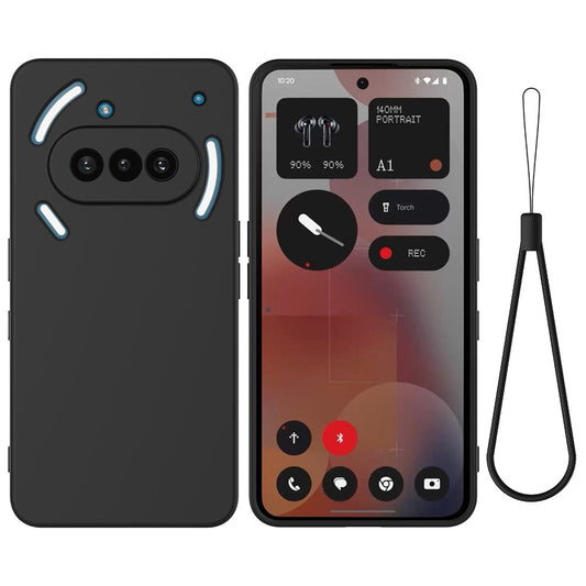 For Nothing Phone (3a) Liquid Silicone Case Phone Back Cover with Hand Strap