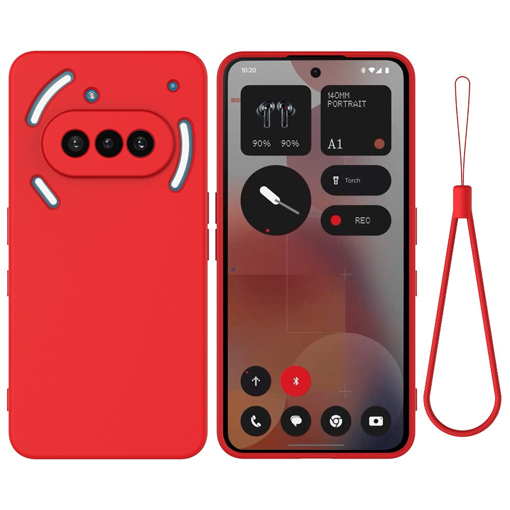 For Nothing Phone (3a) Liquid Silicone Case Phone Back Cover with Hand Strap