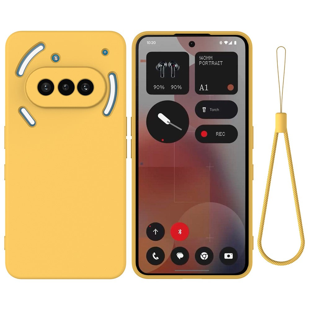 For Nothing Phone (3a) Liquid Silicone Case Phone Back Cover with Hand Strap