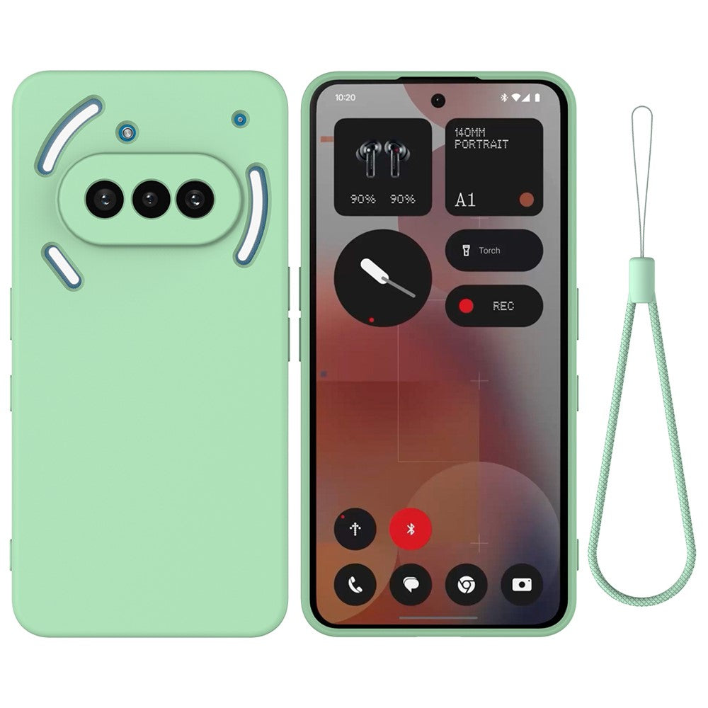 For Nothing Phone (3a) Liquid Silicone Case Phone Back Cover with Hand Strap