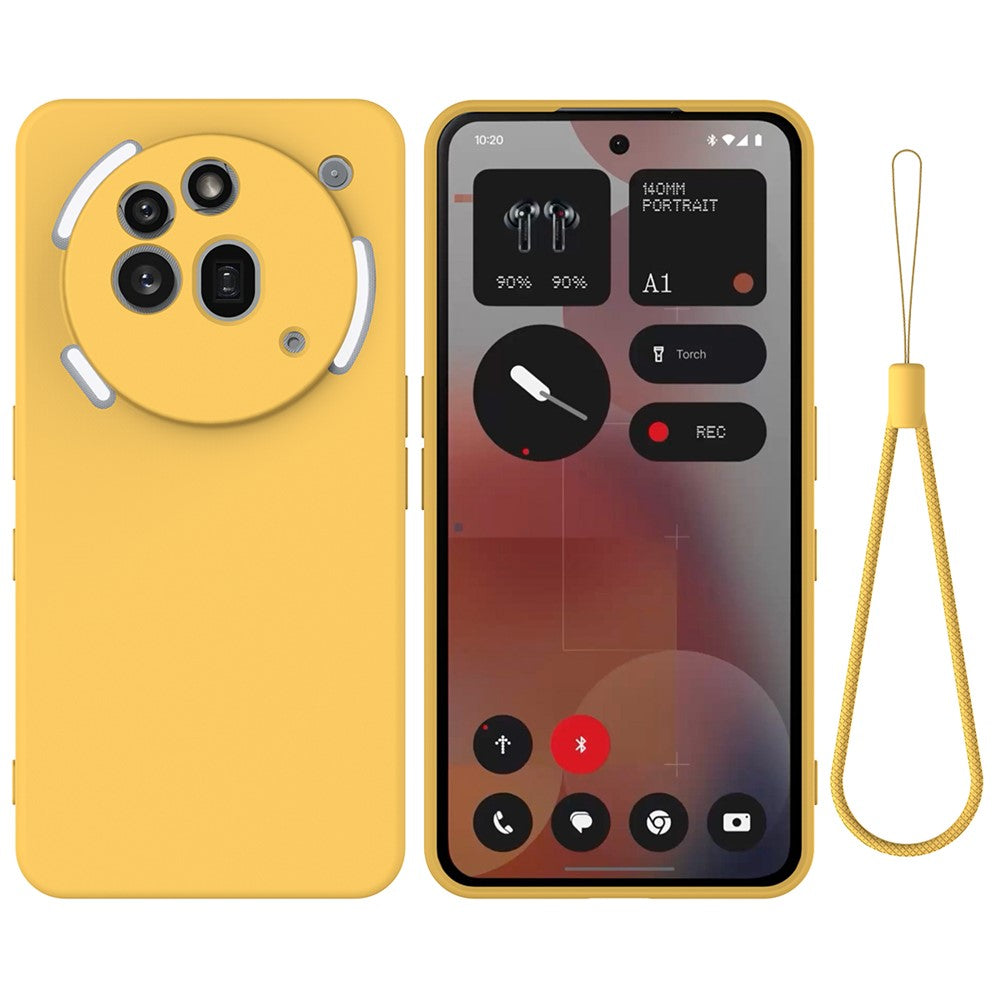 For Nothing Phone (3a) Pro Liquid Silicone Case Phone Back Cover with Hand Strap