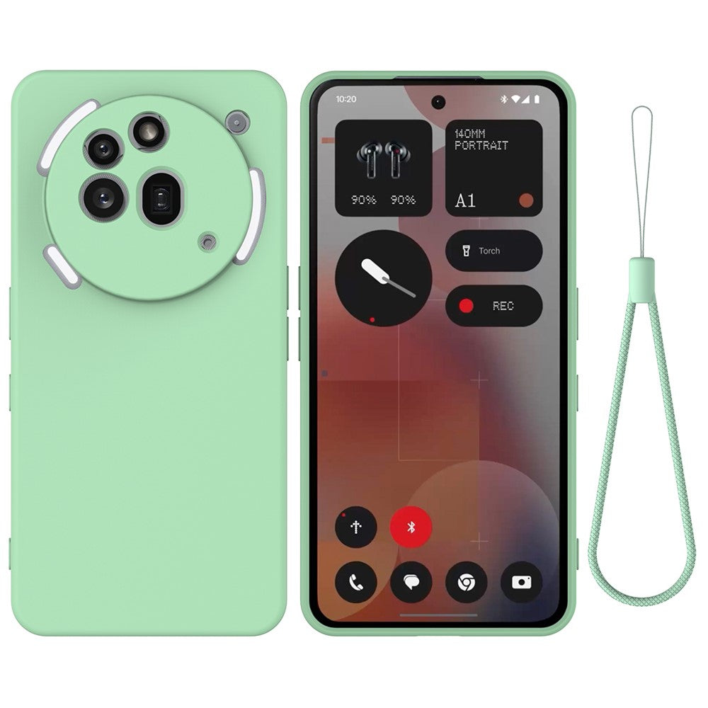 For Nothing Phone (3a) Pro Liquid Silicone Case Phone Back Cover with Hand Strap