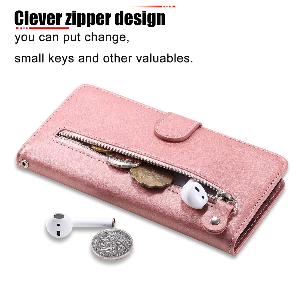 For Honor X8c 4G Case Zipper Wallet Calf Texture PU Leather Phone Cover