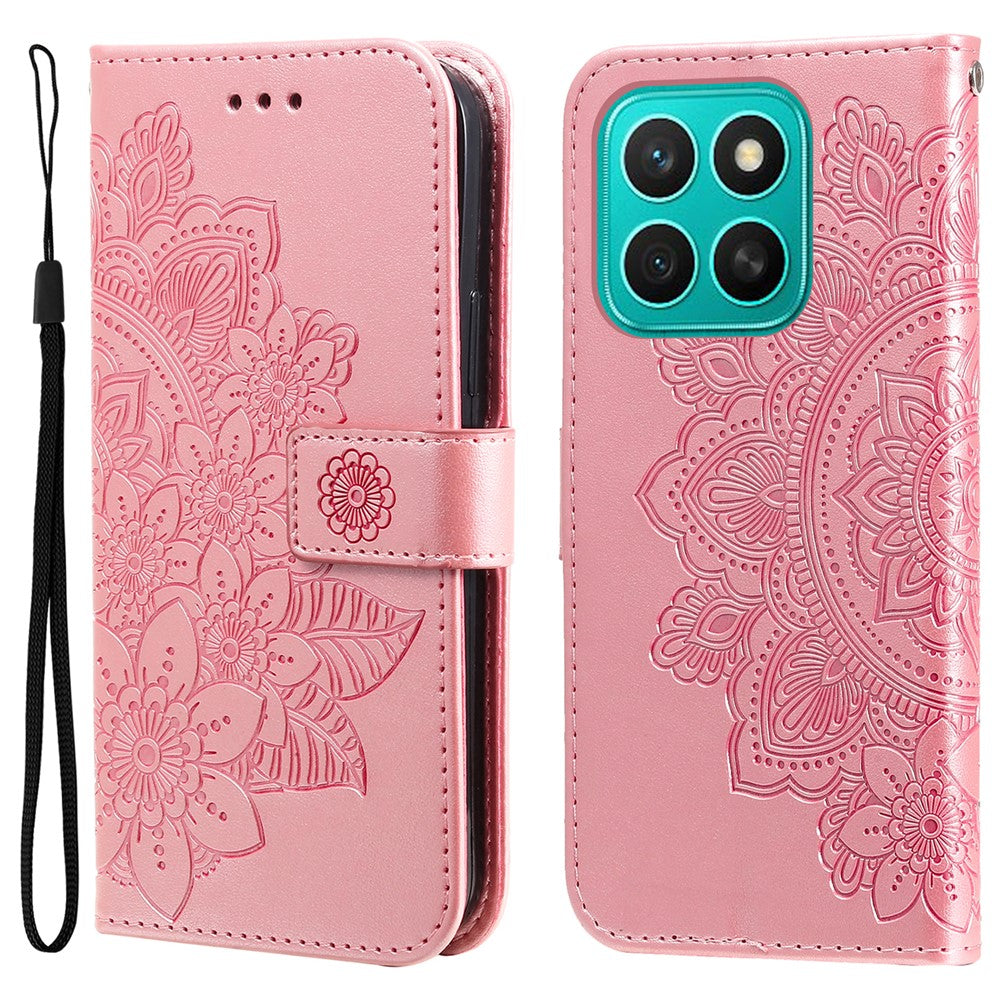For Honor X8c 4G Case Floral Pattern PU Leather Wallet Stand Phone Cover