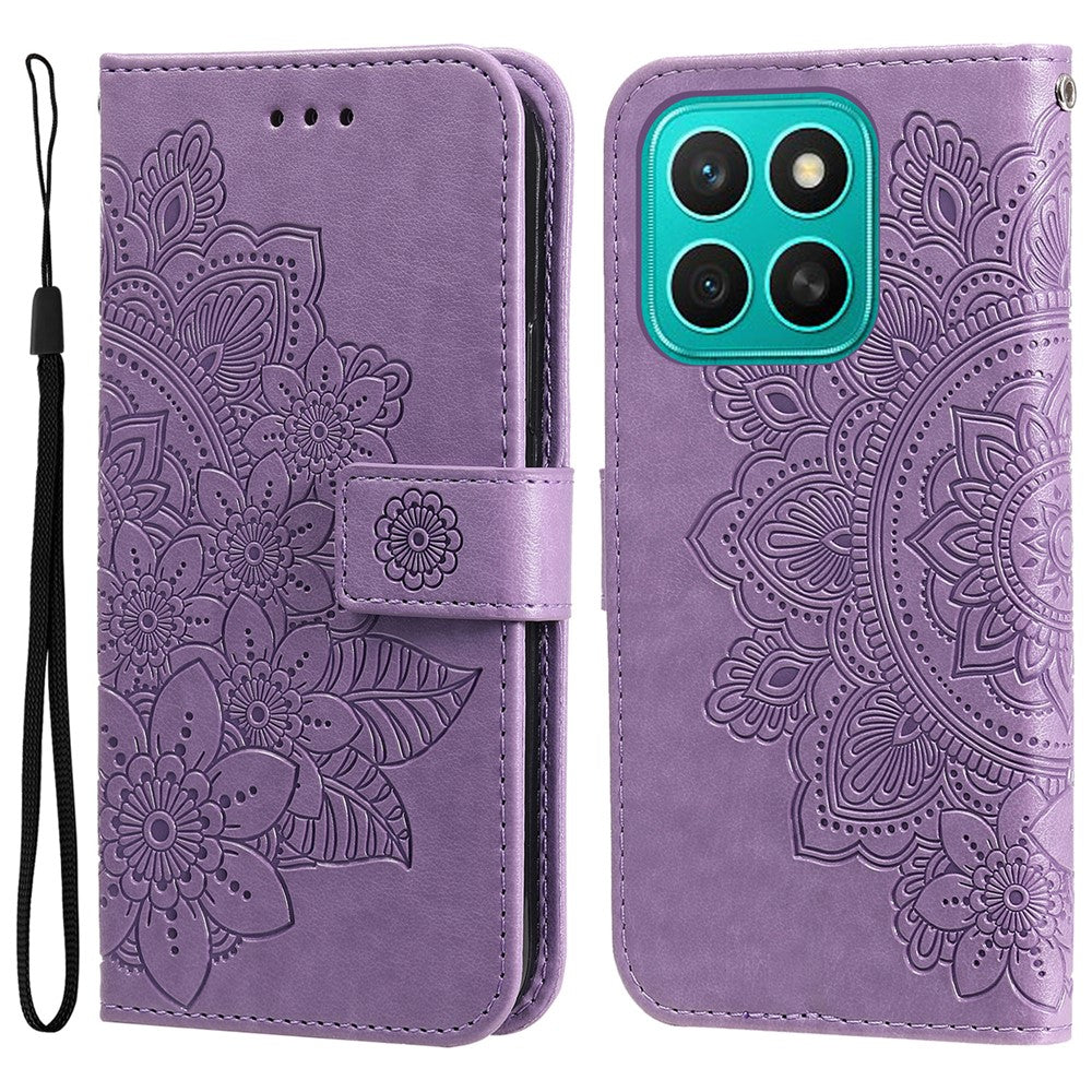 For Honor X8c 4G Case Floral Pattern PU Leather Wallet Stand Phone Cover