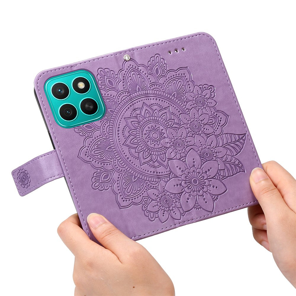 For Honor X8c 4G Case Floral Pattern PU Leather Wallet Stand Phone Cover