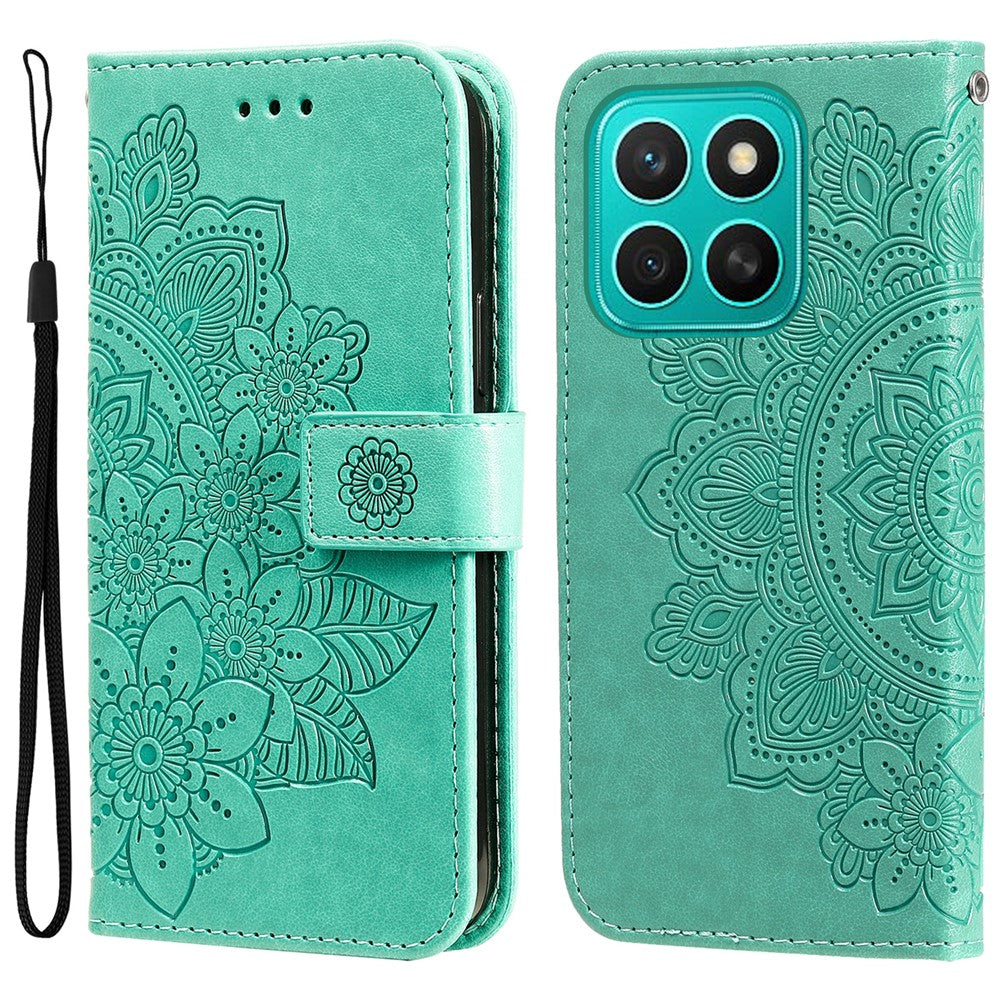 For Honor X8c 4G Case Floral Pattern PU Leather Wallet Stand Phone Cover