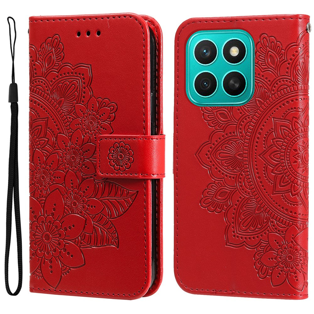 For Honor X8c 4G Case Floral Pattern PU Leather Wallet Stand Phone Cover