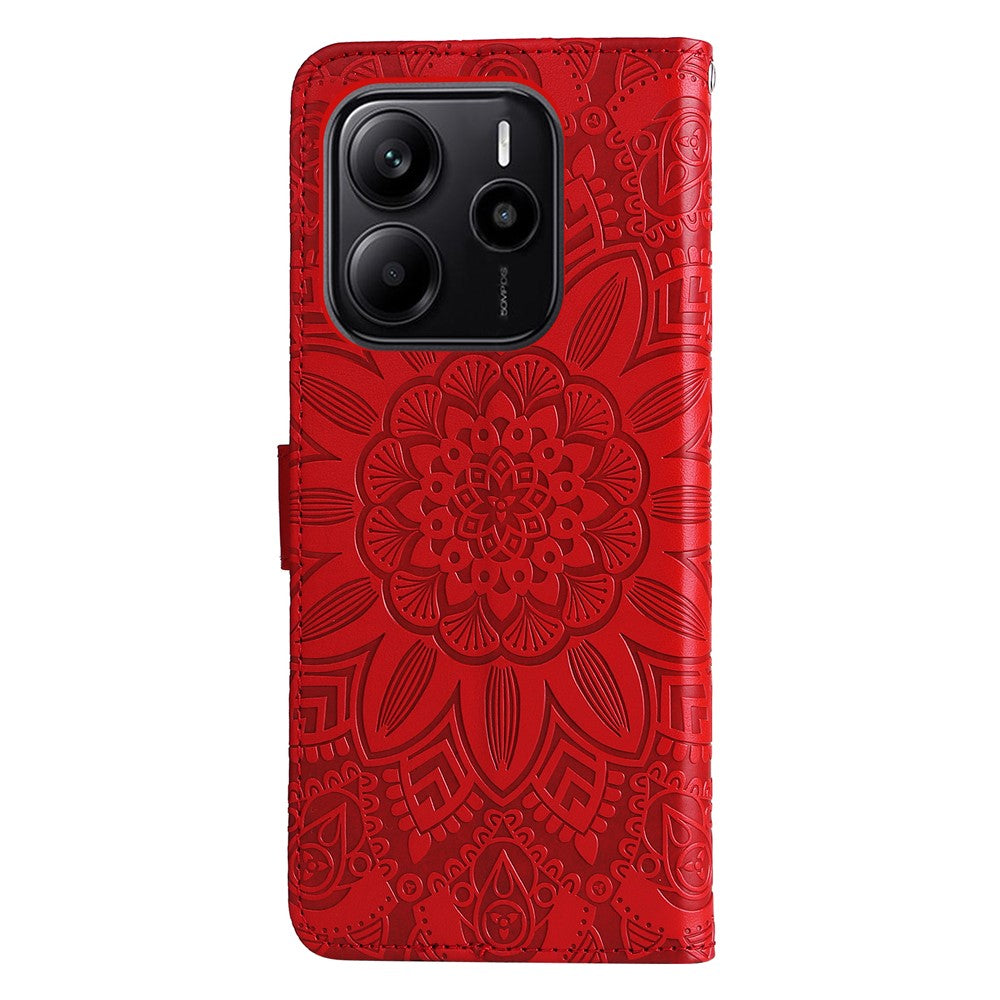 For Xiaomi Redmi Note 14 4G (164.84mm) Case Sunflower Imprint Leather Wallet Phone Cover