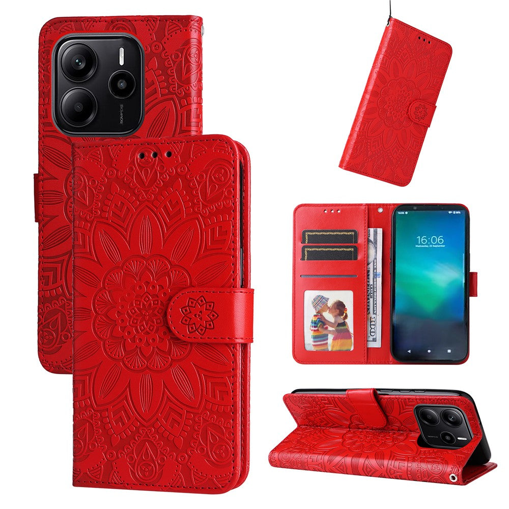 For Xiaomi Redmi Note 14 4G (164.84mm) Case Sunflower Imprint Leather Wallet Phone Cover