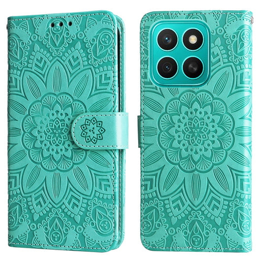 Honor X8c 4G Handyhülle – mit Sonnenblumen-Aufdruck, Leder-Geldbörsen