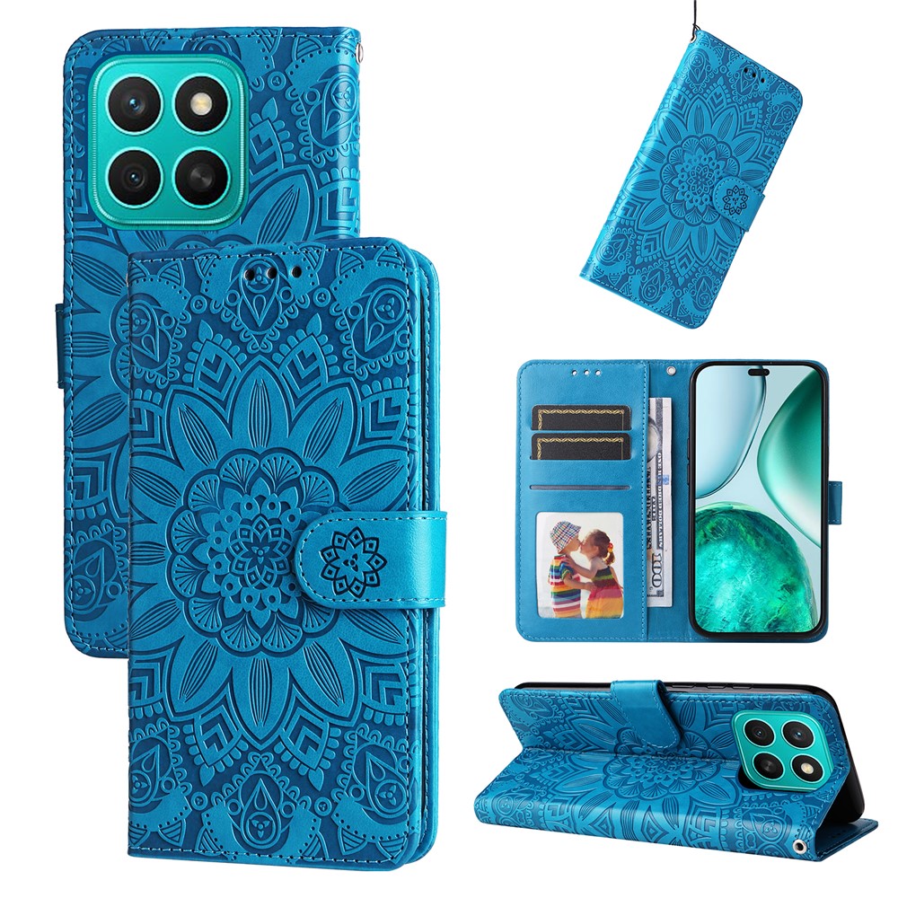For Honor X8c 4G Case Sunflower Imprint Leather Wallet Phone Cover