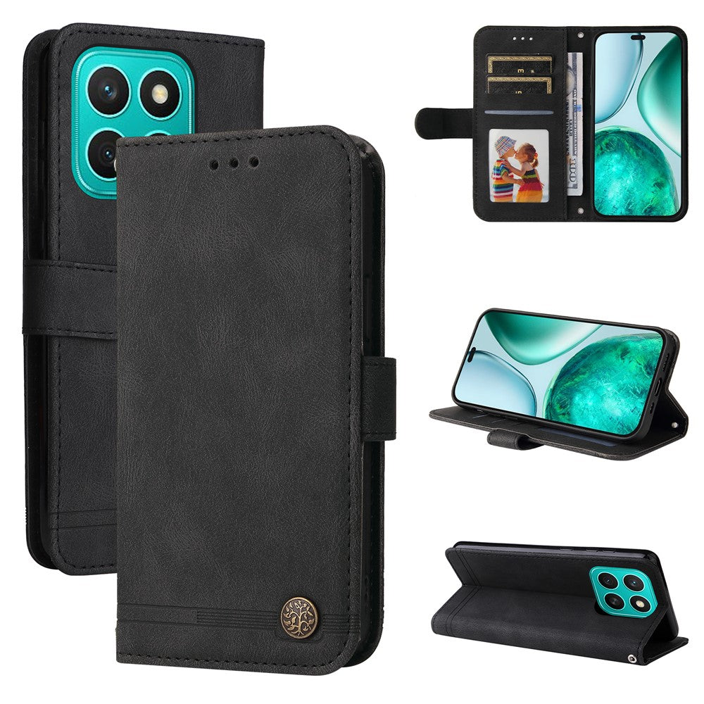 For Honor X8c 4G Leather Wallet Cases Skin Touch Phone Cover Stand with Strap