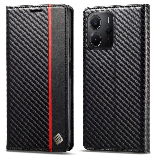 Xiaomi Redmi Note 14 5G Handyhülle – LC.IMEEKE Kohlefaser Textur Ständer Kartenhalter