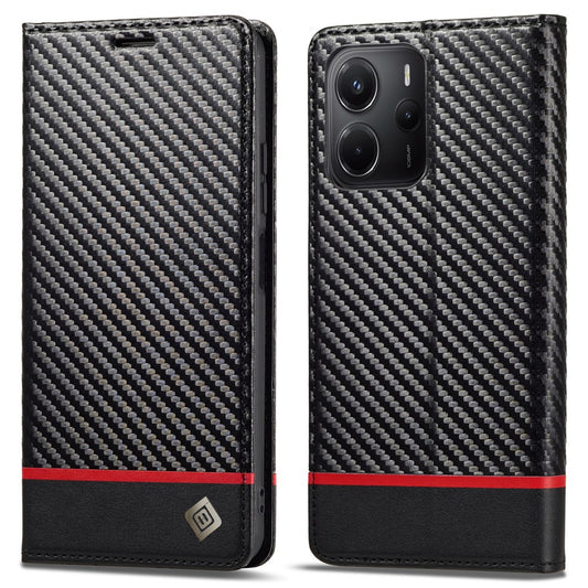Xiaomi Redmi Note 14 5G Handyhülle – LC.IMEEKE Kohlefaser Textur Ständer Kartenhalter