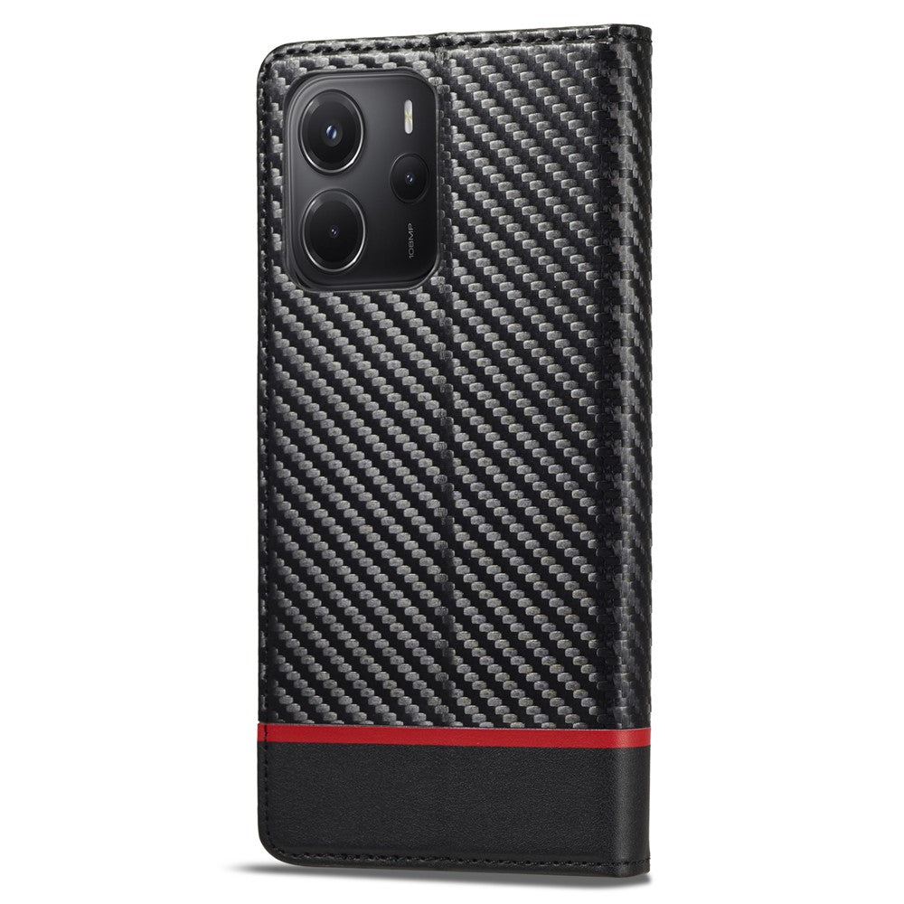 LC.IMEEKE For Xiaomi Redmi Note 14 5G Case Carbon Fiber Texture Phone Cover Stand Card Holder