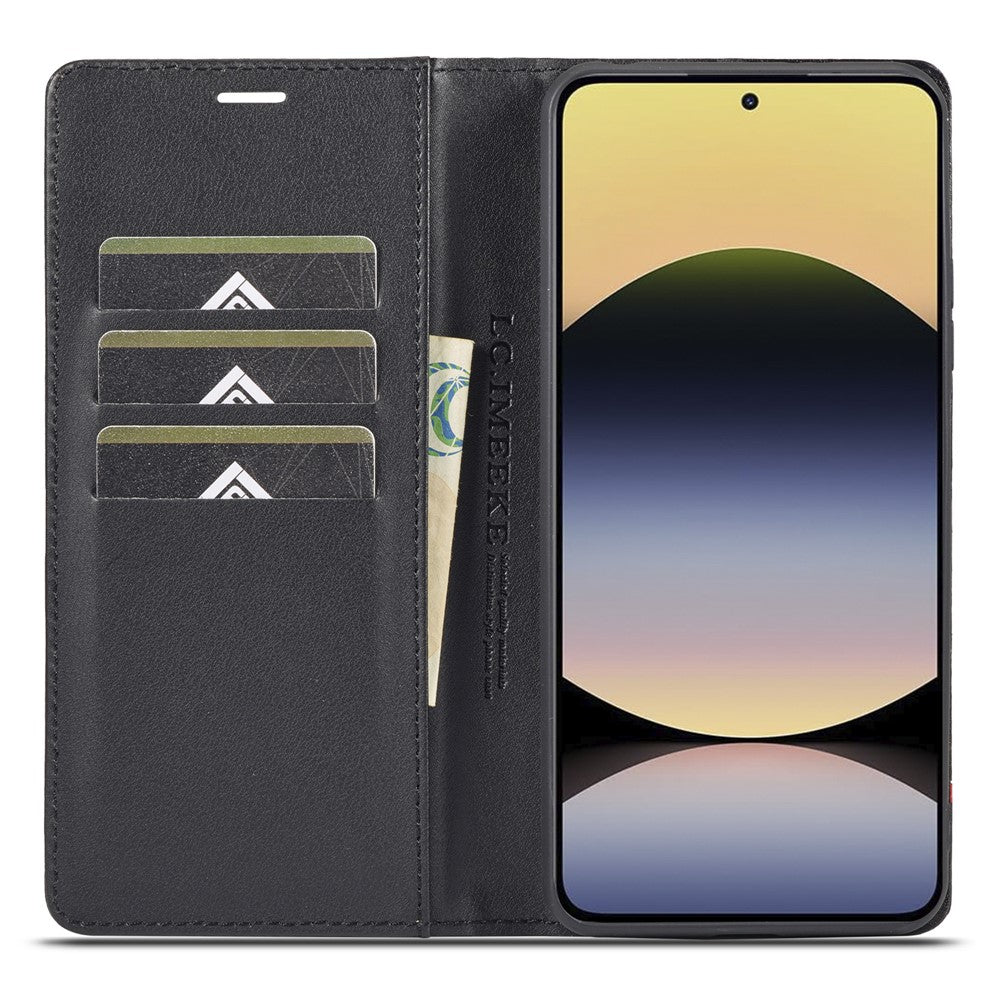 LC.IMEEKE For Xiaomi Redmi Note 14 5G Case Carbon Fiber Texture Phone Cover Stand Card Holder