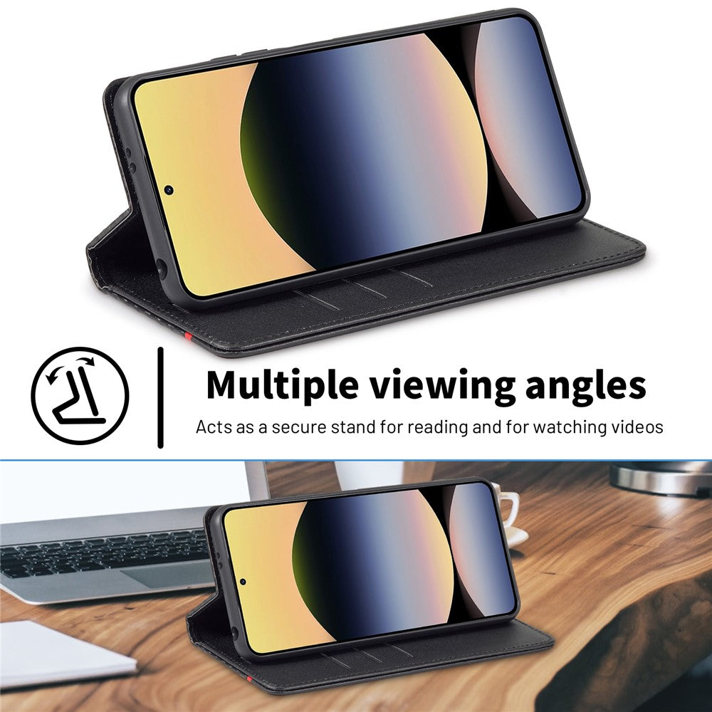 LC.IMEEKE For Xiaomi Redmi Note 14 5G Case Carbon Fiber Texture Phone Cover Stand Card Holder