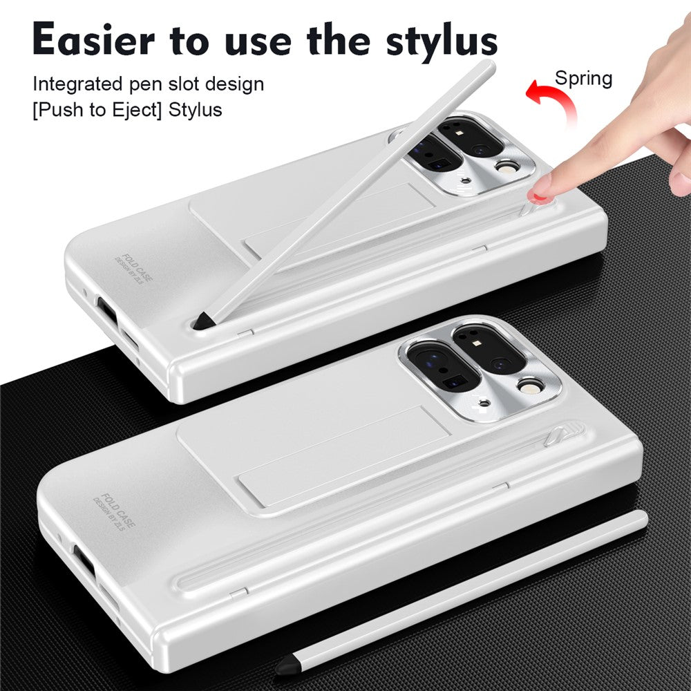For Google Pixel 10 Pro Fold Case Kickstand Hinge PC Phone Cover with Tempered Glass Film, Stylus