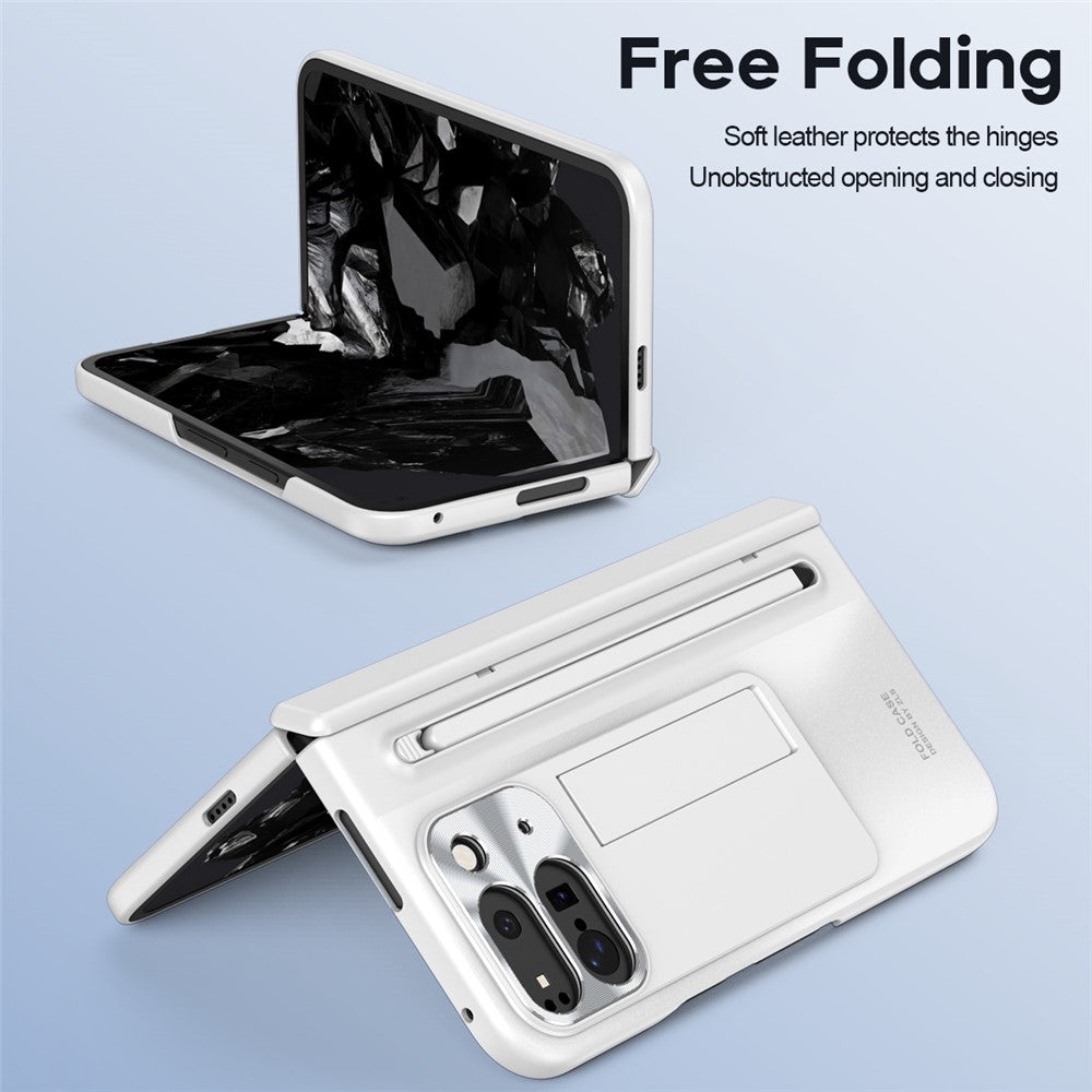 For Google Pixel 10 Pro Fold Case Kickstand Hinge PC Phone Cover with Tempered Glass Film, Stylus