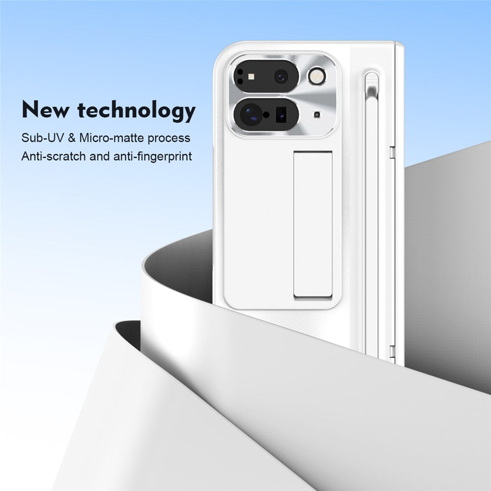 For Google Pixel 10 Pro Fold Case Kickstand Hinge PC Phone Cover with Tempered Glass Film, Stylus