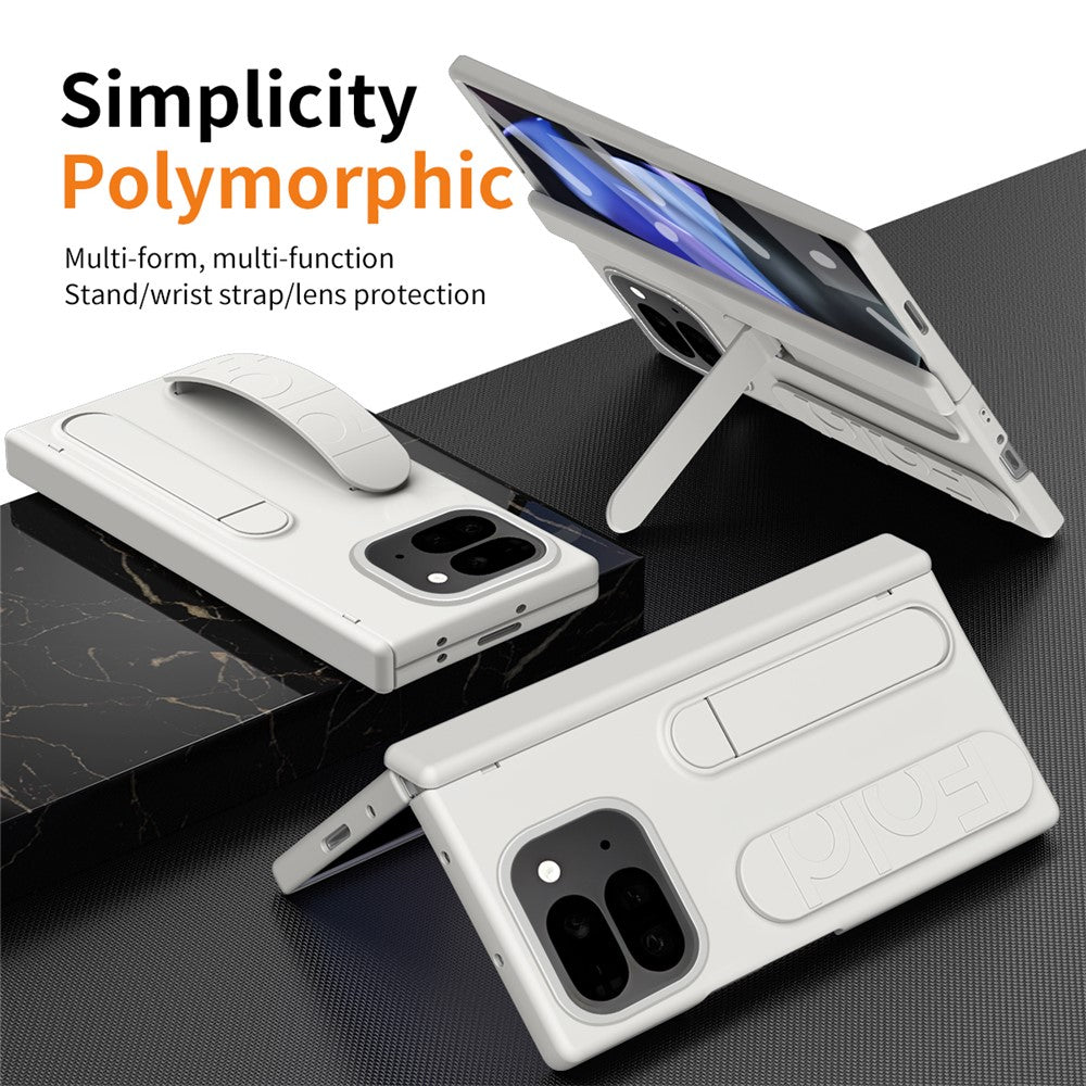 For Google Pixel 10 Pro Fold Case Kickstand Wristband PC Phone Cover with Tempered Glass Film
