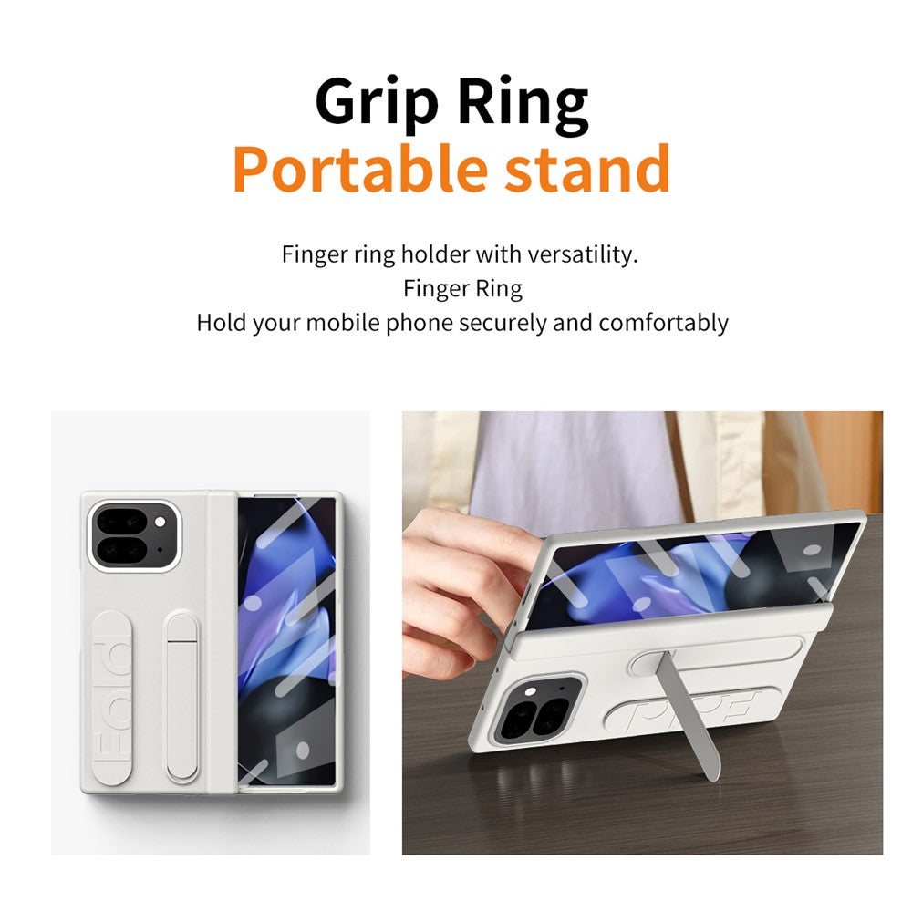 For Google Pixel 10 Pro Fold Case Kickstand Wristband PC Phone Cover with Tempered Glass Film