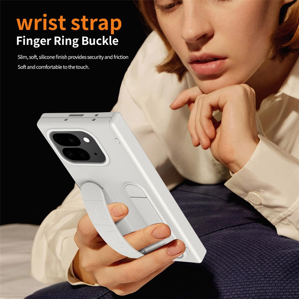 For Google Pixel 10 Pro Fold Case Kickstand Wristband PC Phone Cover with Tempered Glass Film