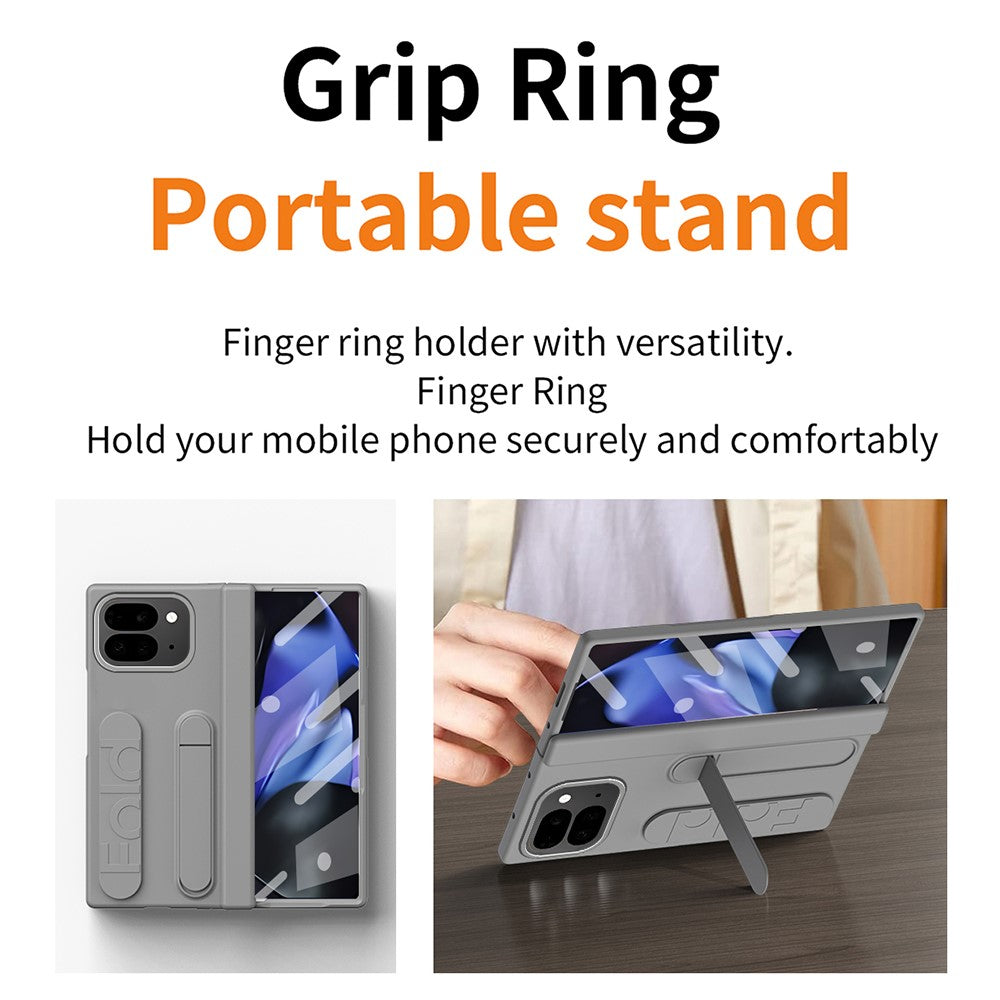For Google Pixel 10 Pro Fold Case Kickstand Wristband Hard PC Phone Cover with Pen Slot / Stylus