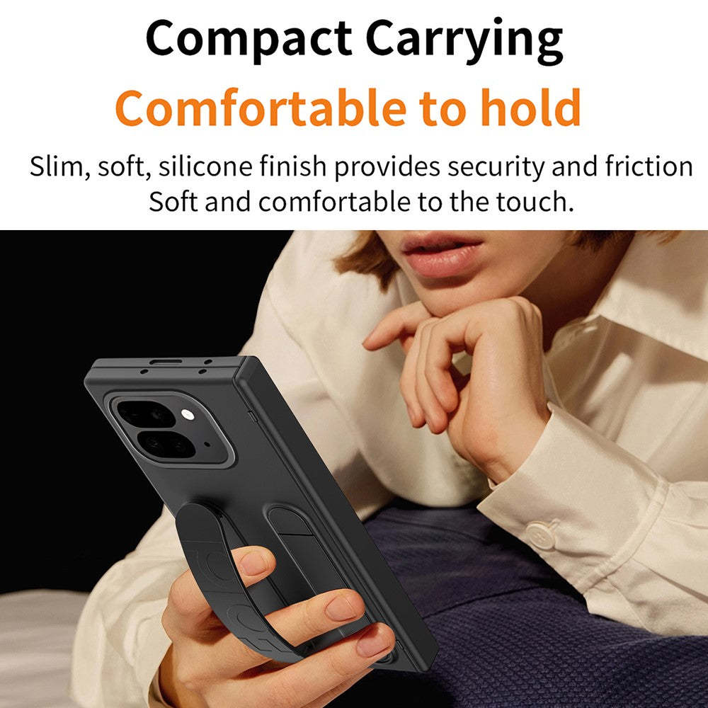 For Google Pixel 10 Pro Fold Case Kickstand Wristband Hard PC Phone Cover with Pen Slot / Stylus