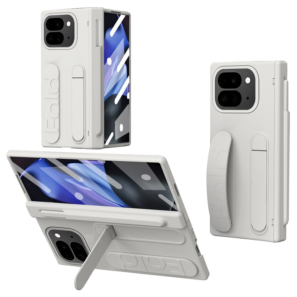 For Google Pixel 10 Pro Fold Case Kickstand Wristband Hard PC Phone Cover with Pen Slot / Stylus
